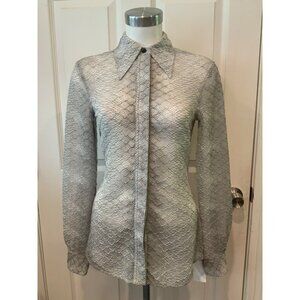 Victoria Beckham Gray & Black Sheer Snakeskin Print Button-Up Shirt $795, Size 4